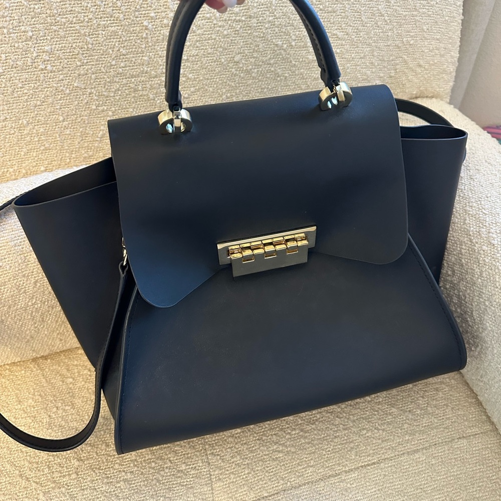 Zac Posen Black Satchel with Gold Accents